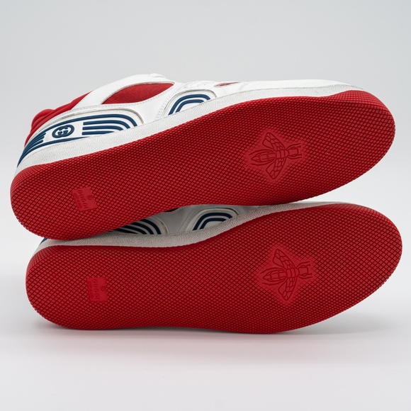 Size 13.5G 14 US Gucci Basket Low White Demetra Red Black Sneakers - Picture 6 of 15